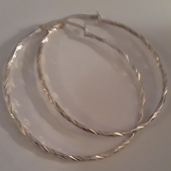 .925 Sterling Silver Hoop Earrings - Picture 2 of 3
